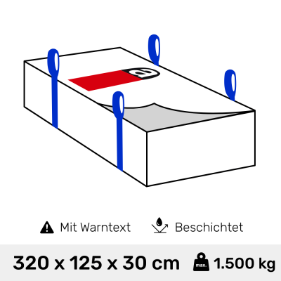 Big Bag für Asbestentsorgung 320 x 125 x 30 cm...