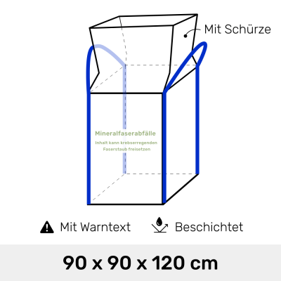 Big Bag 90 x 90 x 120cm - mit Schürze Mineralwolle