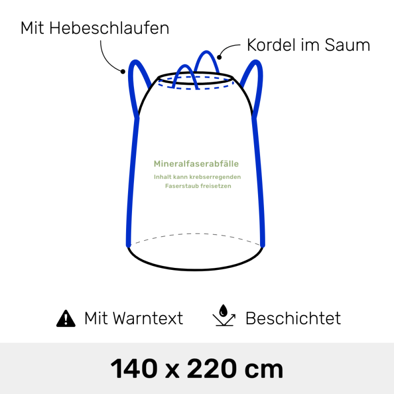 KMF Entsorgunssack - Kordel im Saum + 2 Hebschlauf.