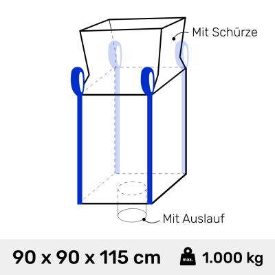 BIG BAG 90 x 90 x 115cm für Saatgut, Kies,...