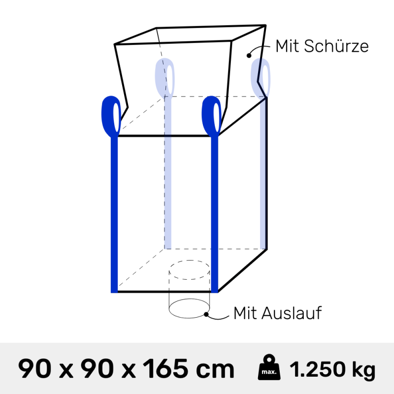 BIG BAG weiß 90x90x165 Schürze Auslauf