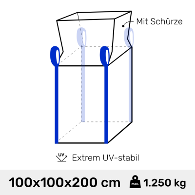 BIG BAG weiß 100 x 100 x 200 Schürze