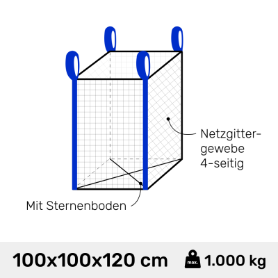 Big Bag für Holz 100 x 100 x 120 cm belüftet 4-...