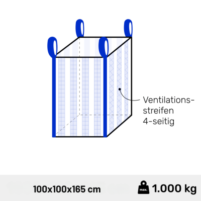 Big Bag für Holz belüftet mit 4-seitig...