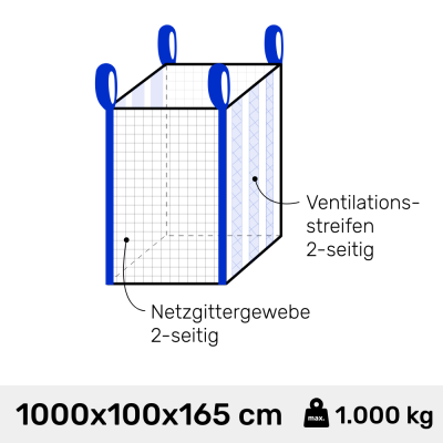 Big Bag für Holz 100 x 100 x 165 cm belüftet...