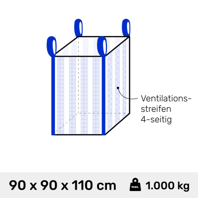 Big Bag für Holz 90 x 90 x 110 cm belüftet mit...