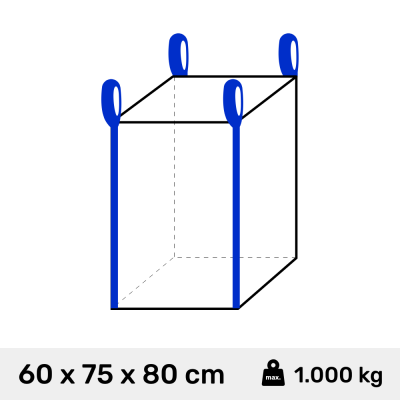 Big Bag Stein 60 x 75 x 80 cm Traglast 1500 kg oben offen...