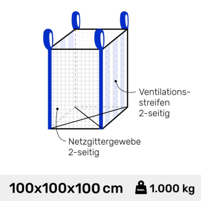Big Bag für Holz Wood Bag 100 x 100 x 100 cm...